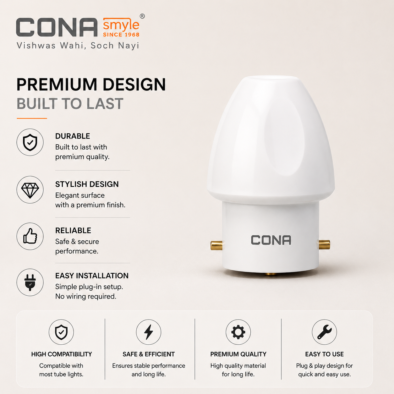 Cona Deluxe Gold Single Adaptor