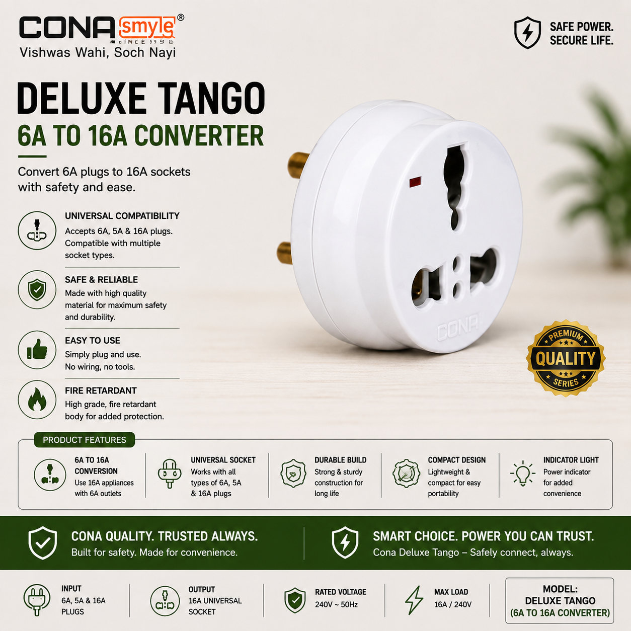Cona Deluxe Tango 6A to 16A Converter
