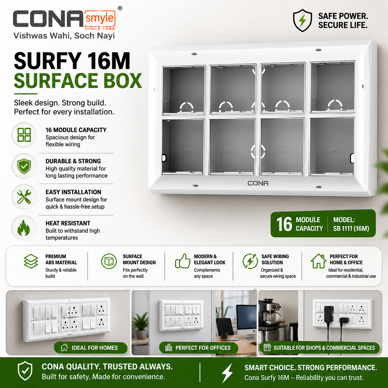 Cona Surfy 16 Modular Surface Gang Box