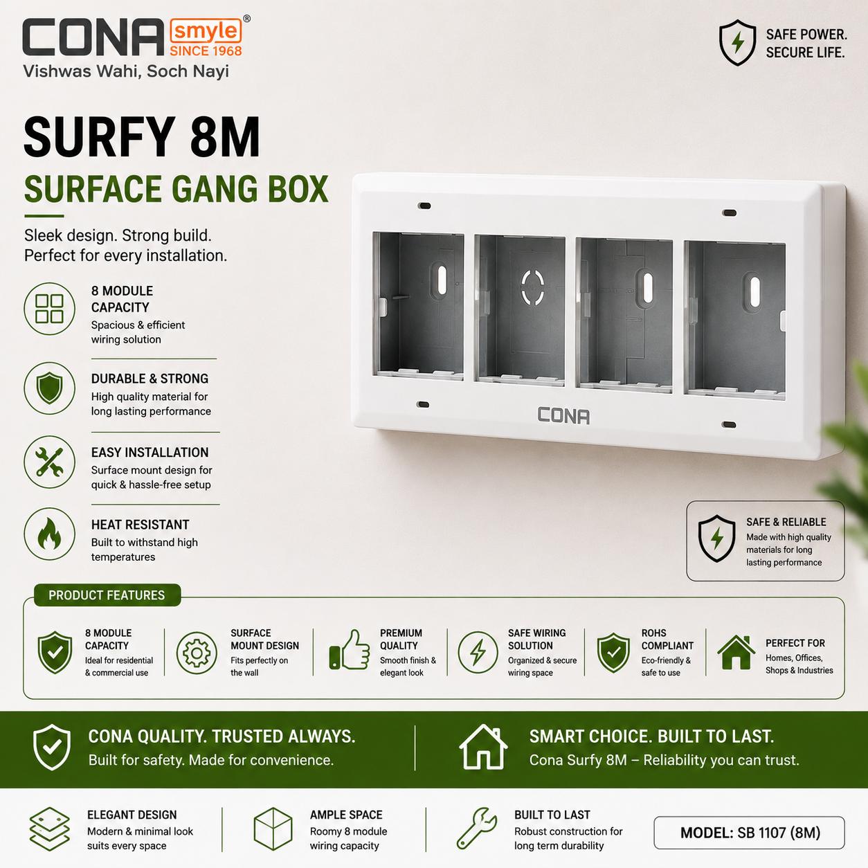 Cona Surfy 8 Modular Surface Gang Box