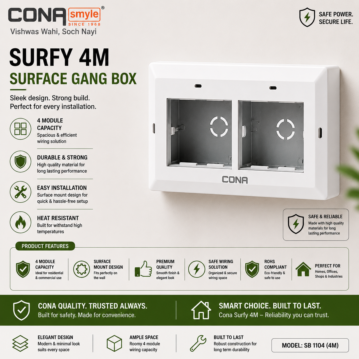 Cona Surfy 4 Modular Surface Gang Box