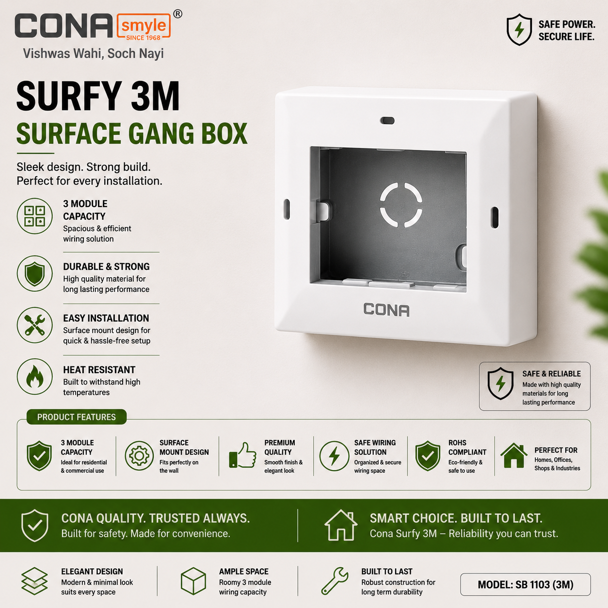 Cona Surfy 3 Modular Surface Gang Box