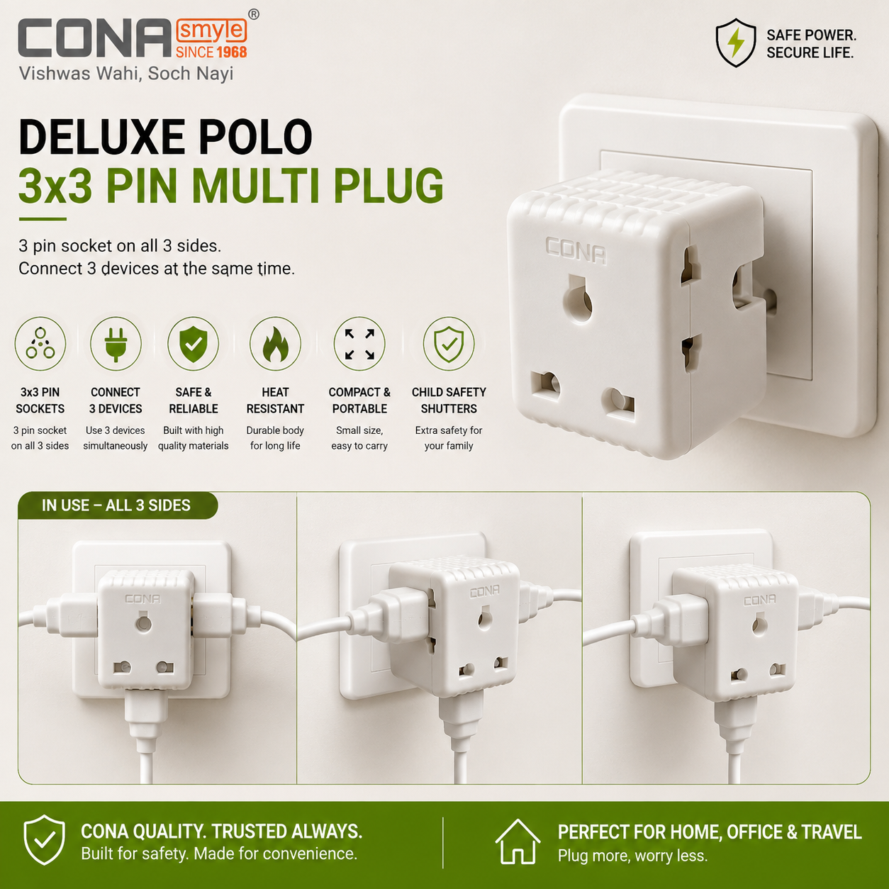 Cona Deluxe Polo 3x3 Pin Multi Plug 1