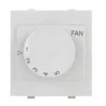 Anchor Roma Classic 2 Module 5-Step Fan Regulator – white modular fan speed controller designed for 240V AC, featuring a rotary knob for precise airflow control.