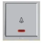 Anchor Roma 2M Bell Push Switch with Neon Indicator – white 2-module modular switch designed for 240V AC, featuring a built-in neon indicator for clear power status indication.