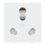 Anchor Roma Classic 16A 3-Pin Socket with Shutter – white 2-module modular socket designed for 240V AC, featuring safety shutters and ISI certification.