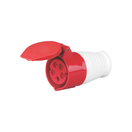 Jigo JG-215 16A 5 Pin Industrial Straight Socket with IP44 protection for 220–415V 3-phase connections.