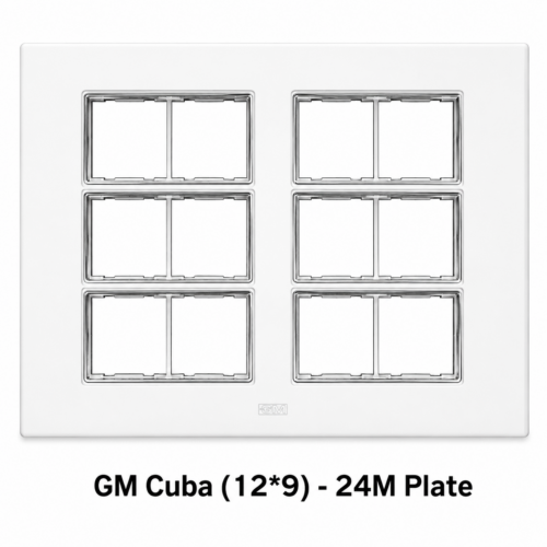 GM Cuba 24M Plate 12x9 White Modular Switch Plate with Silver Border