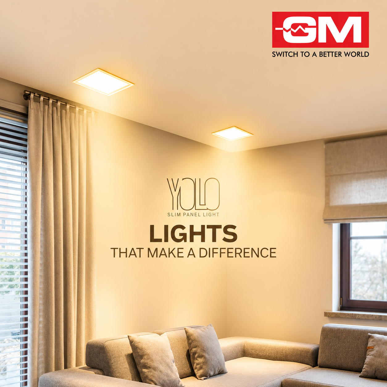 GM YOLO LED Panel Light Square Warm white