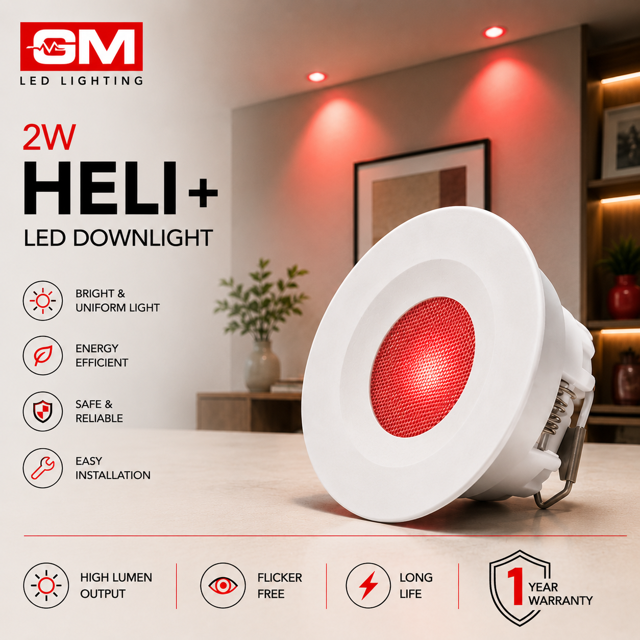 GM 2W Heli+ Downlight Red