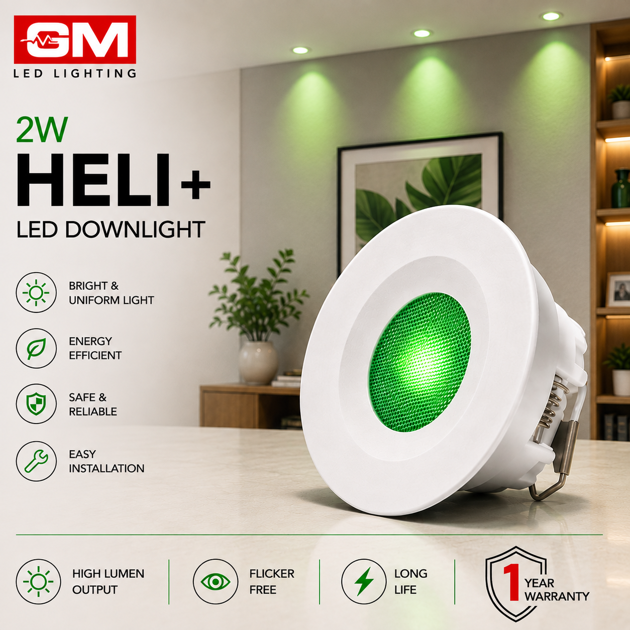 GM 2W Heli+ Downlight Green