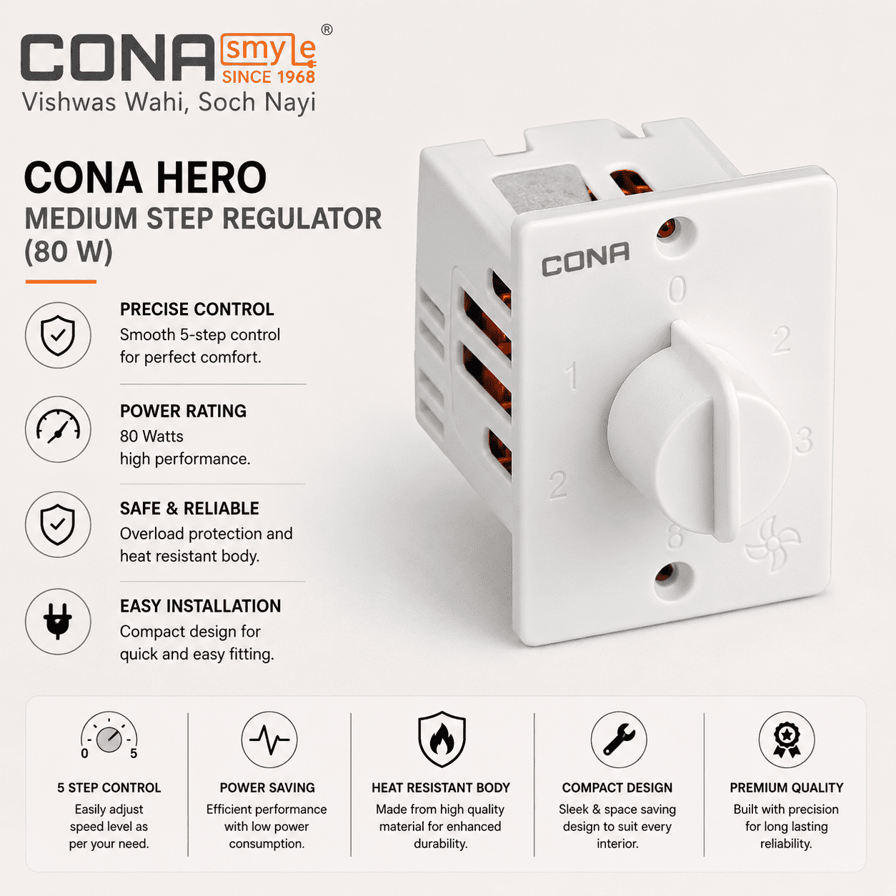CONA Hero Medium Step Regulator (80 W)