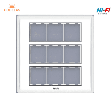 Hi-Fi 18M Silverline Plate modular switch board front view