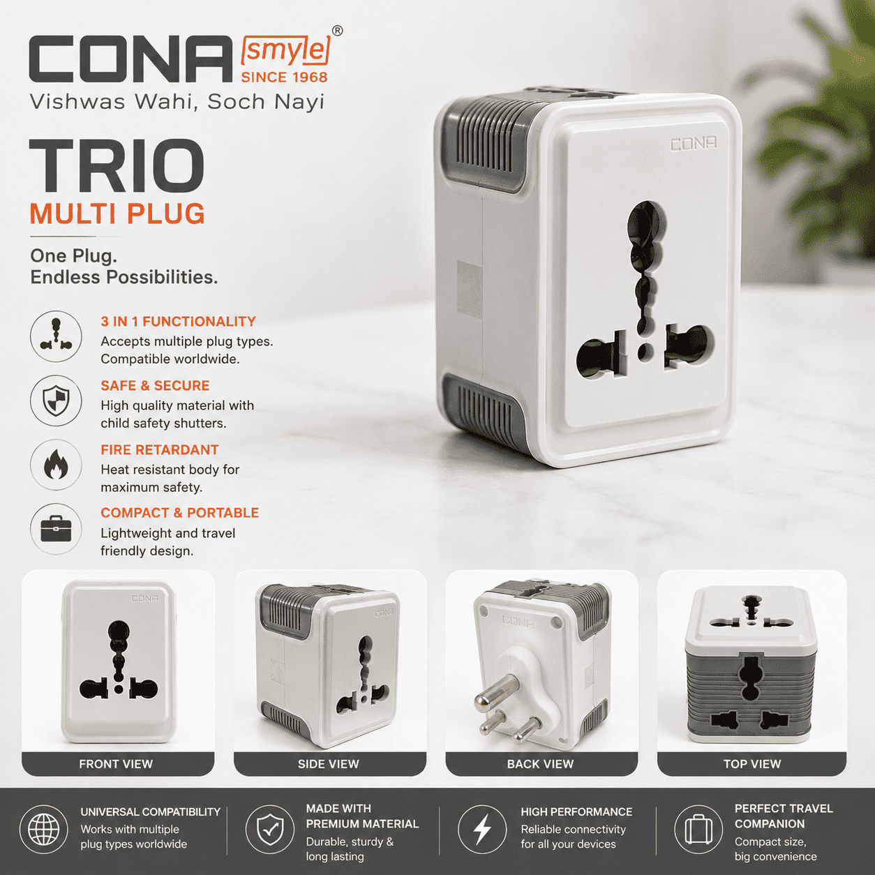 Cona Trio Multi Plug