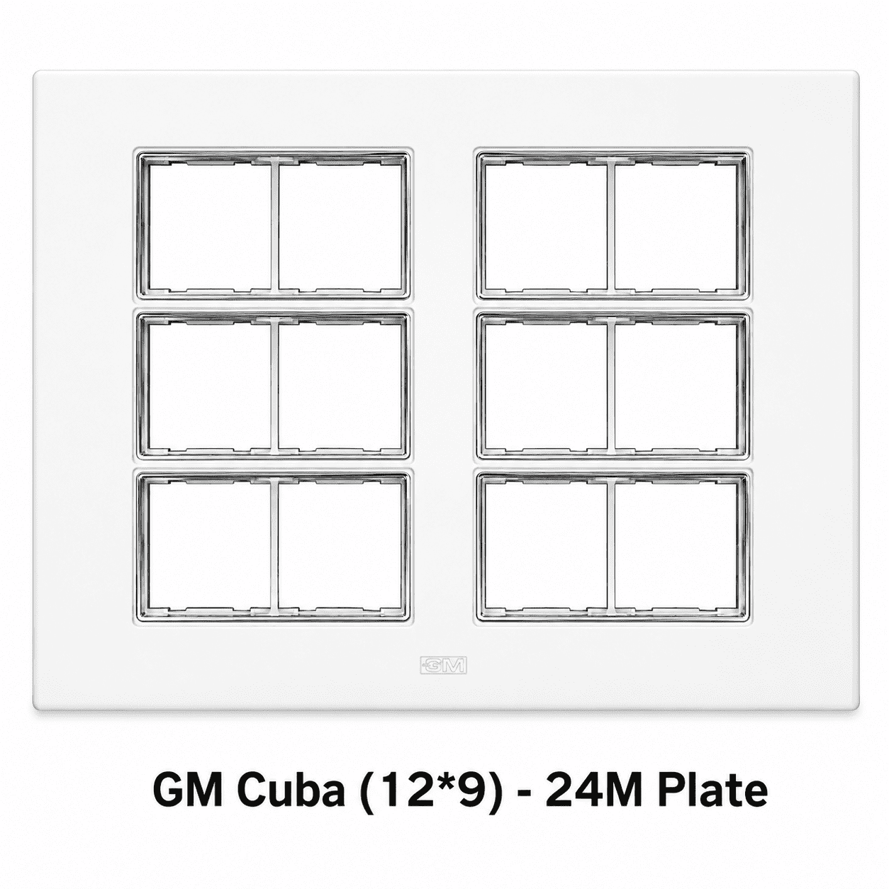 GM Cuba 24M Plate 12x9 White Modular Switch Plate with Silver Border