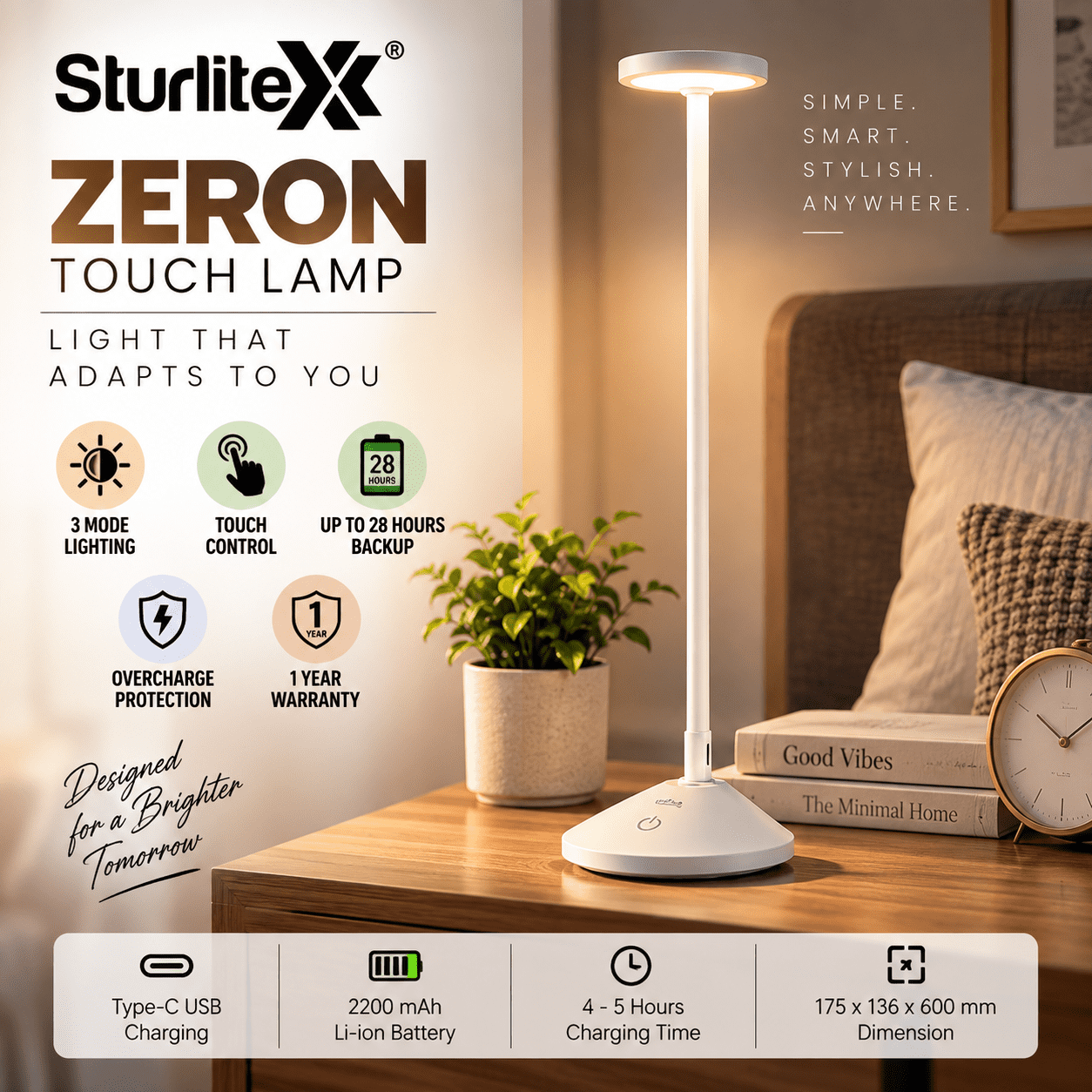 Sturlite Zeron Touch Lamp