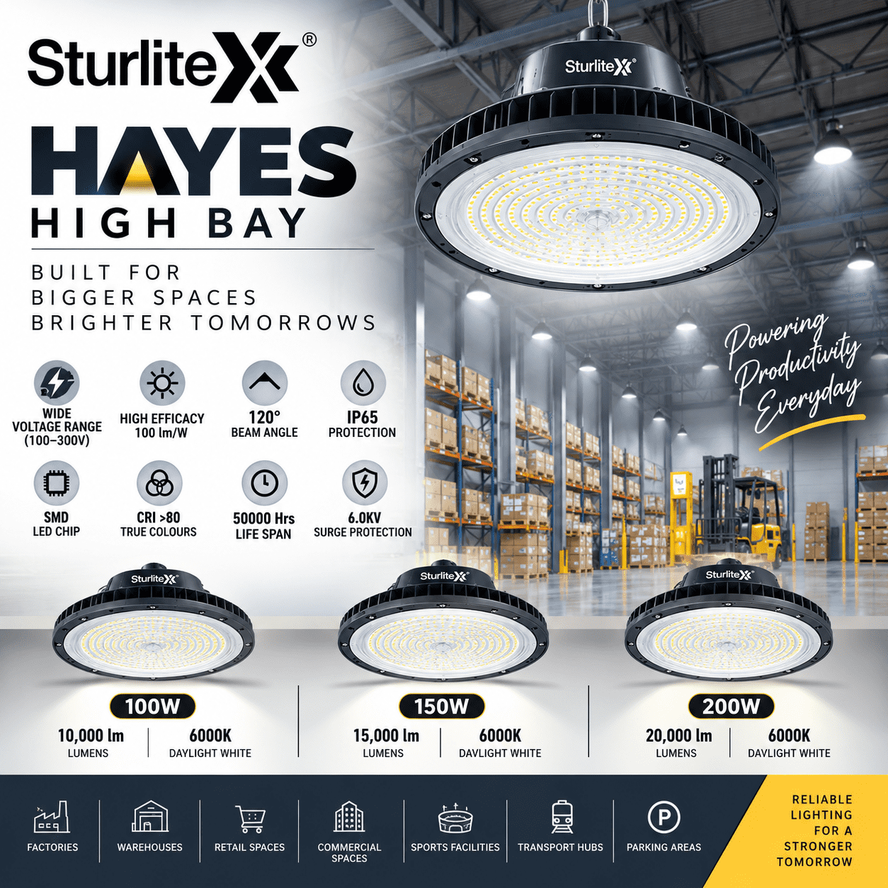 Sturlite Hayes High Bay LED Light 100W 150W 200W